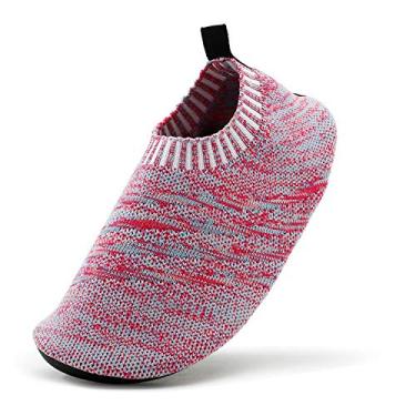 Imagem de Pantufas infantis para bebês, sapatos para meninos e meninas, meias atléticas com sola de borracha antiderrapante leve para uso interno e externo, rosa, 2 Big Kid