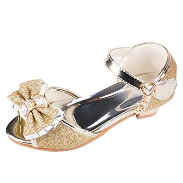 Imagem de Amtidy Sapatos sociais para meninas pequenas Mary Jane – Sapatilhas de balé para festa escolar, C - Ouro, 12 Little Kid