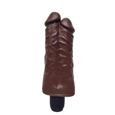 Imagem de Pênis Gêmeos 19x6cm com Vibrador Multivelocidades Tortieze Chocolate - Lovetoys