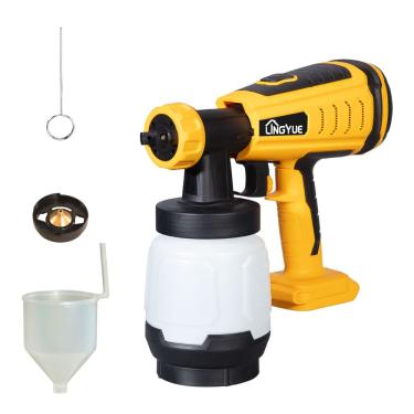 Imagem de LINGYUE Pulverizador De Tinta Sem Fio Para Bateria Dewalt De 20 V, 2 Bicos De Cobre E 3 Padrões De Pulverização, Fácil De Limpar, Pistola De Pulverização Hvlp Com Motor Sem Escova Para Interiores D