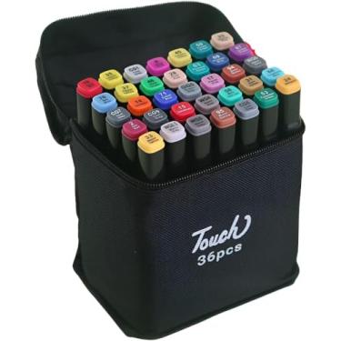 Imagem de Conjunto de Canetas Marcadores Artísticos para Colorir Desenho Professional, com Pontas Duplas, Codificados por Cores, Segurança Garantida, Caixa de Bônus para Estudantes Adultos (36 CORES) Premium