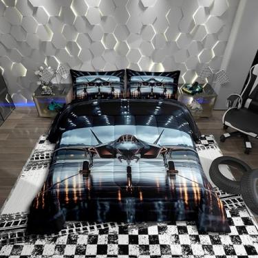 Imagem de Jogo de edredom infantil casal, avião, avião, avião, avião, avião, moderno, para meninos e adultos, com 2 fronhas