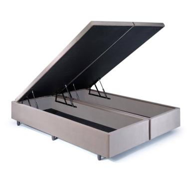 Imagem de Base Box Baú Casal Bipartido 138x188x42cm Suede Bege