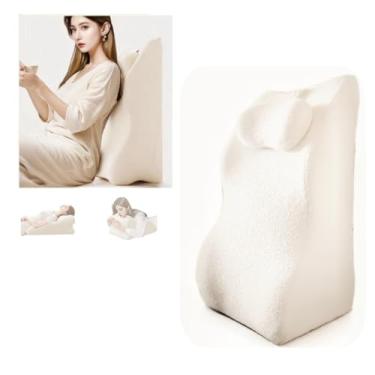 Imagem de Travesseiro de leitura para cama adulto, travesseiro de costas para cama sentado, refluxo ácido para alívio da dor nas costas e pernas, travesseiro de suporte para as costas com encosto de cabeça