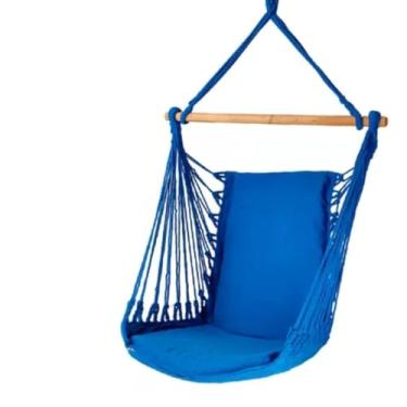 Imagem de Rede De Descanso Cadeira De Balanço Suspensa Confortável Para Área Externa Jardim Varanda e Campinga Resistente Acolchoada Material de Algodão Luxo Moderna Verão 2025 Na Cor Azul