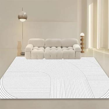 Imagem de Tapete moderno estilo creme para sala de estar, decoração minimalista para sofá, tapetes grandes para quarto, mesas de cabeceira laváveis (200x250 cm/sem fiapos - 10)