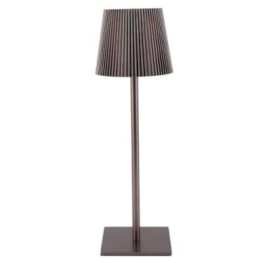 Imagem de Lâmpada de Mesa Sem Fio LED - 3600mAh Lâmpada de Mesa de Bateria Recarregável Com Escurecimento por 3 Colorido - Luz Noturna Portátil para Restaurante, Quarto e Bares (Marrom)