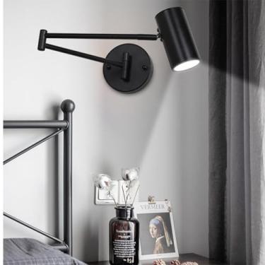 Imagem de Lâmpada de parede com braço oscilante LED, luzes de parede dobráveis giratórias, luz de leitura ajustável de 350°, arandela de parede, decoração antiga, alumínio, metal, sala de estar, quarto