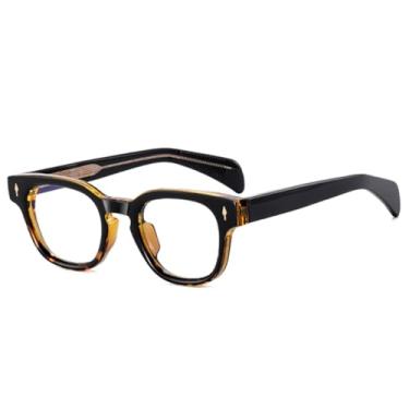 Imagem de HCPIHF Armação de óculos feminina da moda retrô transparente masculina com dobradiça de mola e rebites (tamanho único/3)