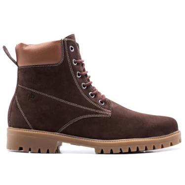 Imagem de Bota Coturno Masculina Couro Nobuck Tratorada Cano Medio