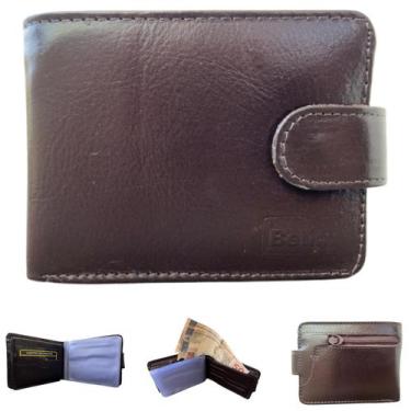 Imagem de Carteira Masculina MARROM CAFÉ Grande Couro Macio Com Fecho PONTEIRA C
