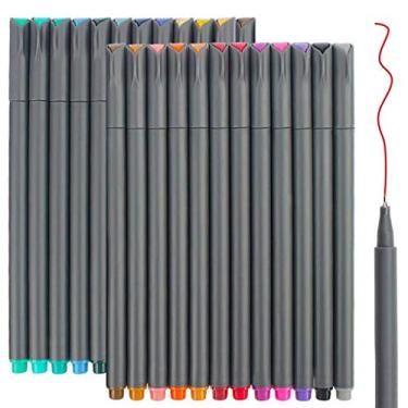 Imagem de 24 Fineliner Colour Pens Set, 0.38mm Fine Line Coloured Sketch Writing Drawing Pens for Bullet Journal Planner Note Taking and Colouring Book, Porous Fine Point Pens Markers