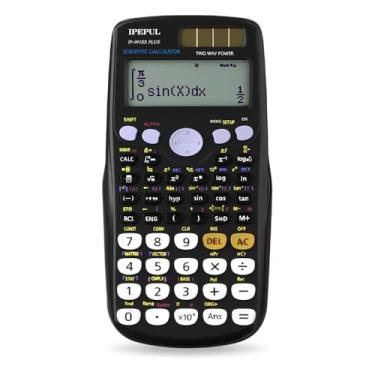 Imagem de Calculadoras científicas, calculadora de matemática IPepul com função 417, bateria solar e tela de 4 linhas, material escolar para professores do ensino médio (preto 991ES)