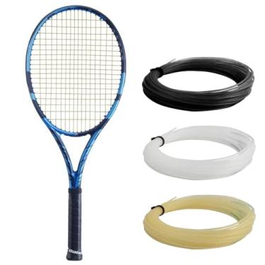 Imagem de Babolat Raquete de tênis Pure Drive - Strung w Babolat Syn Gut, branca, 16 g - Tensão de médio alcance (aderência de 10 cm)