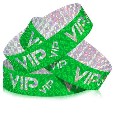 Imagem de Teling Pacote com 500 pulseiras de plástico VIP festa para eventos pulseiras personalizadas VIP pulseiras de plástico à prova de rasgos à prova d'água pulseiras de braço para eventos shows, 9.84 x 1.2