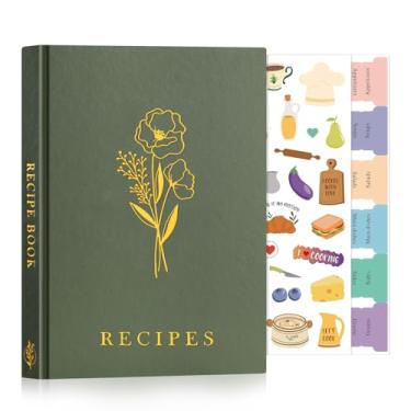 Imagem de Lanpn Caderno de receitas em branco para escrever em suas próprias receitas, capa de couro A5, à prova d'água, caderno de culinária vazio para 70 receitas, livro de receitas com adesivos para