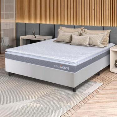 Imagem de Conjunto Box Branco Durban Cinza Espuma D28 Viúva 128x188x57 - King Ho