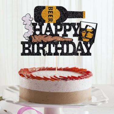 Imagem de Topo de bolo de feliz aniversário de águia calva, decoração de bolo de festa temática de águia careca para homem, crianças, menino, menina, suprimentos de festa de aniversário de pássaro de rapina