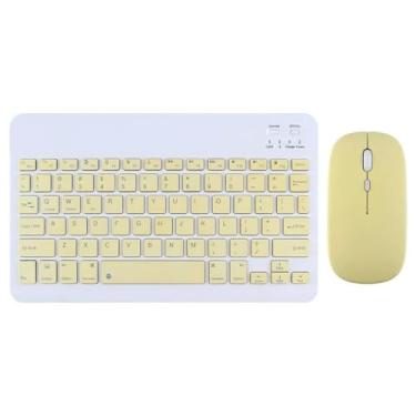 Imagem de ￼Teclado e Mouse Sem Fio Bluetooth Colorido Amarelo Para PC iPad Tablet Notebook