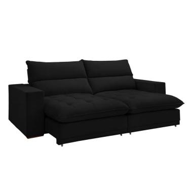 Imagem de Sofá Retrátil E Reclinável Martinho Veludo Preto 2,10m