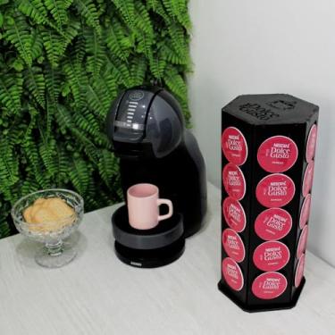 Imagem de Mondo Box Suporte Torre para 30 Cápsulas de Café e Chá Dolc& Gusto Giratório em MDF Preto Ideal para Organização Cantinho do Café Cozinha Escritório e Recepção