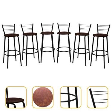 Imagem de Kit 6 Cadeiras Alta 70cm Flórida Cozinha Varanda Bancada Piscina Ilha 