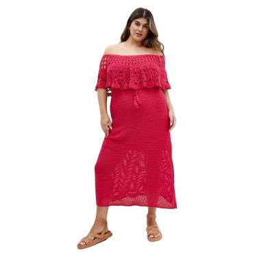 Imagem de City Chic Vestido feminino plus size - Callie Crochet, Framboesa, 48