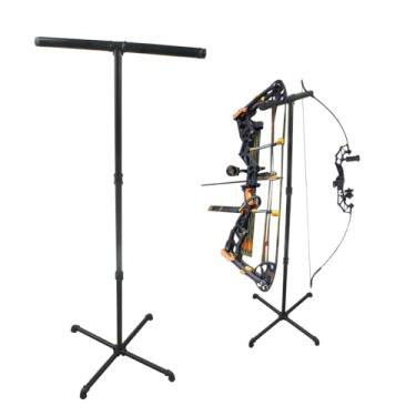 Imagem de IMCCSPTP Suporte de arco recurvo estável, suporte de arco conveniente, suporte de arco e flecha fácil de transportar (preto