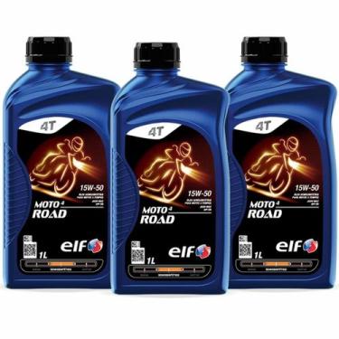 Imagem de Kit 3x Óleo Semissintetico Elf Moto 4 Road 15W-50