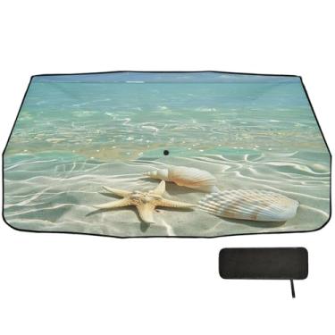 Imagem de Protetor solar de concha de praia para pára-brisa de carro bloco UV guarda-chuva 147.3 cm x 75.4 cm janela sombra carro