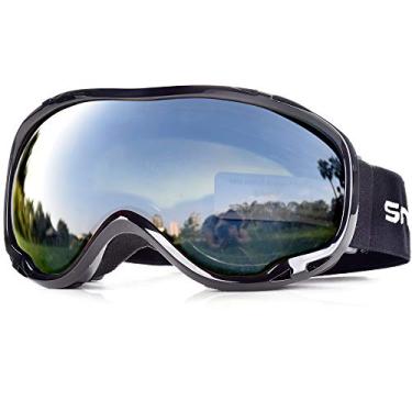 Imagem de HUBO SPORTS Óculos de esqui para neve para homens e mulheres adultos, OTG óculos de snowboard de lentes duplas com antiembaçamento para proteção UV para meninas, Ik#bb3gray