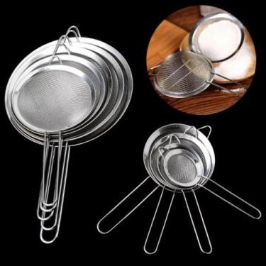 Imagem de Conjunto Kit 3 Peneiras P M G Aço Inox Luxo Utensílios De Cozinha Malh