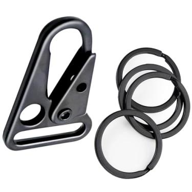 Imagem de IndependentThose 12 Peças De 1" Clipe Boca Alargado, Gancho Fecho Para Chaveiro, Ganchos Pressão Mochila, Bolsa Atividades Ao Ar Livre, Mosquetões Táticos ((Eslinga + Chaveiro) Preto (Pacote Com 12)