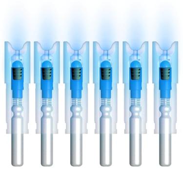 Imagem de CosiComu Nocks Iluminados Para Besta Com Diâmetro Interno De .300, Interruptor Liga/Desliga, Flecha Arco E Flecha, Caça, Pacote 6 (Azul)