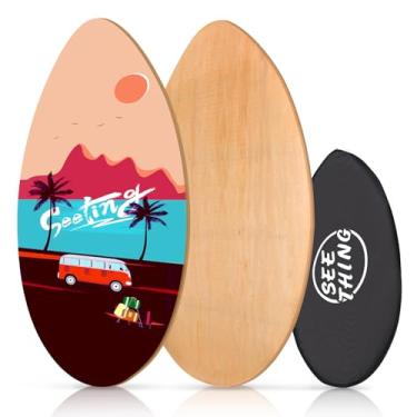 Imagem de seething Skimboard De 35" Com Revestimento Madeira Alto Brilho Para Iniciantes, Crianças, Adolescentes, Adultos E Todos Os Tipos Skimming (Férias)