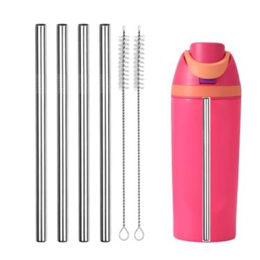 Imagem de Canudo de substituição para garrafa de água Owala 473 ml, canudo de metal com escova de limpeza compatível com Owala FreeSip 473 ml, acessórios de canudo de aço inoxidável para garrafa de água Owala