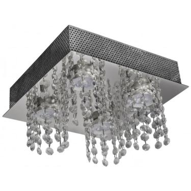 Imagem de Plafon 4 Luzes 25x25cm Sem Lâmpada Iguacu Gp0804bpfv2 Bronzearte Transparente