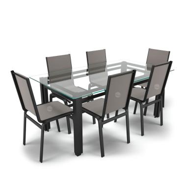 Imagem de Conjunto Mesa Retangular 6 Cadeiras área Gourmet Alumínio Preto - Fendi