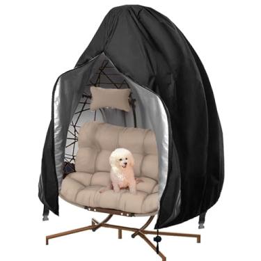 Imagem de 【Atualizado】 Capas de cadeira de ovo de pátio com zíper, capas de cadeira de balanço de ovo de vime, à prova d'água, resistente ao clima, capa de cadeira para área externa, à prova de vento, 231 x 203