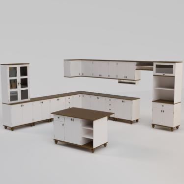 Imagem de Cozinha Modulada Retrô Off White- Nogueira Modelo 02
