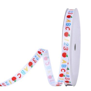 Imagem de YAMA Fita de cetim de volta às aulas para artesanato, fita de cetim fina para presentes, tema escolar colorido para agradecimento de professores, embrulho de 1,9 cm x 10 jardas