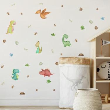 Imagem de Adesivo de Parede Infantil Dinossauro Lavável Seguro Fácil Aplicação Ideal Para Quarto Bebê Criança Menino Menina