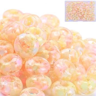 Imagem de AIPRIDY Contas de âmbar para amantes de contas da sorte para meninas, miçangas espaçadoras de furos grandes, contas de artesanato europeu para fazer pulseiras e joias (amarelo)