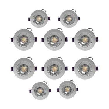 Imagem de Kit 10 Spot LED 5W Redondo Embutir Bivolt 3000K 4000K 6000K - ASUS