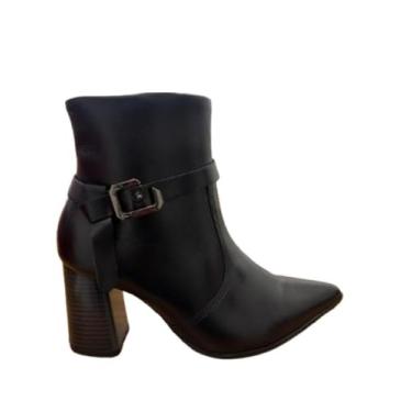 Imagem de Bota Ramarim Couro Cano Baixo Salto Bloco 2568103 Cor:preto;tamanho:39