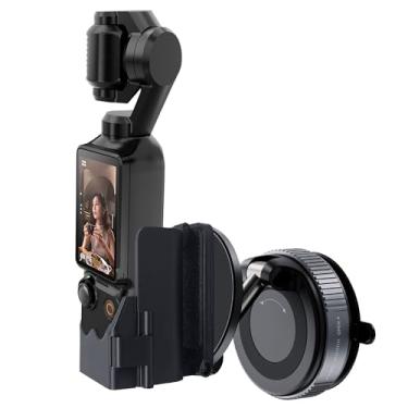 Imagem de Jkoailiwi Suporte magnético 2 em 1 com ventosa para DJI Osmo Pocket 3, bolso ajustável, 3 acessórios, adaptador de câmera de carro, suporte para para-brisa, janela/metal com sucção de 13,6 kg e ímãs