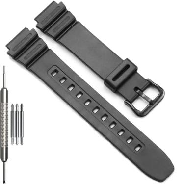 Imagem de Pulseira de borracha masculina série F108WH compatível com Casio A158WA AE1200WH A168WA W800HG MRW200H W218H (pulseira preta com fivela preta)