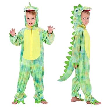 Imagem de Dearsun Fantasia de dinossauro fantasia animal fantasia macacão com capuz (M/110, verde)