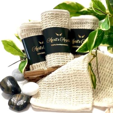 Imagem de Toalha de banho de sisal orgânico 100% biodegradável. Lavatório natural esfoliante para uma pele mais macia + anticelulite + estimula a circulação e a energia - (3 peças)