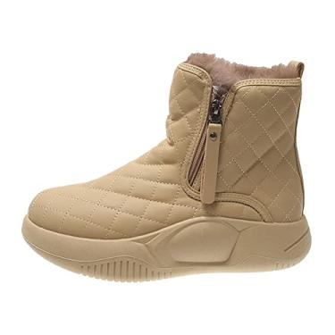 Imagem de YIJU Botas Femininas para Inverno em Neve com Proteção Contra Água E Cano para Trilha, cáqui, 38